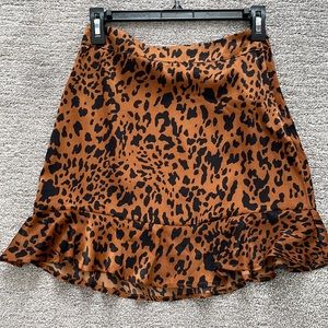 Silk leopard mini skirt